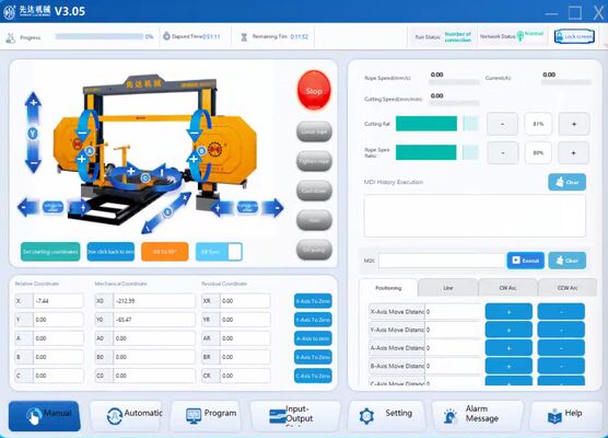 स्मार्ट सीएनसी डायमंड वायर सॉ स्टोन कटिंग मशीन बेयरिंग फोर स्पिंडल लिंकेज हाई स्टेबिलिटी इंजन ग्रेनाइट के लिए उच्च सुरक्षा